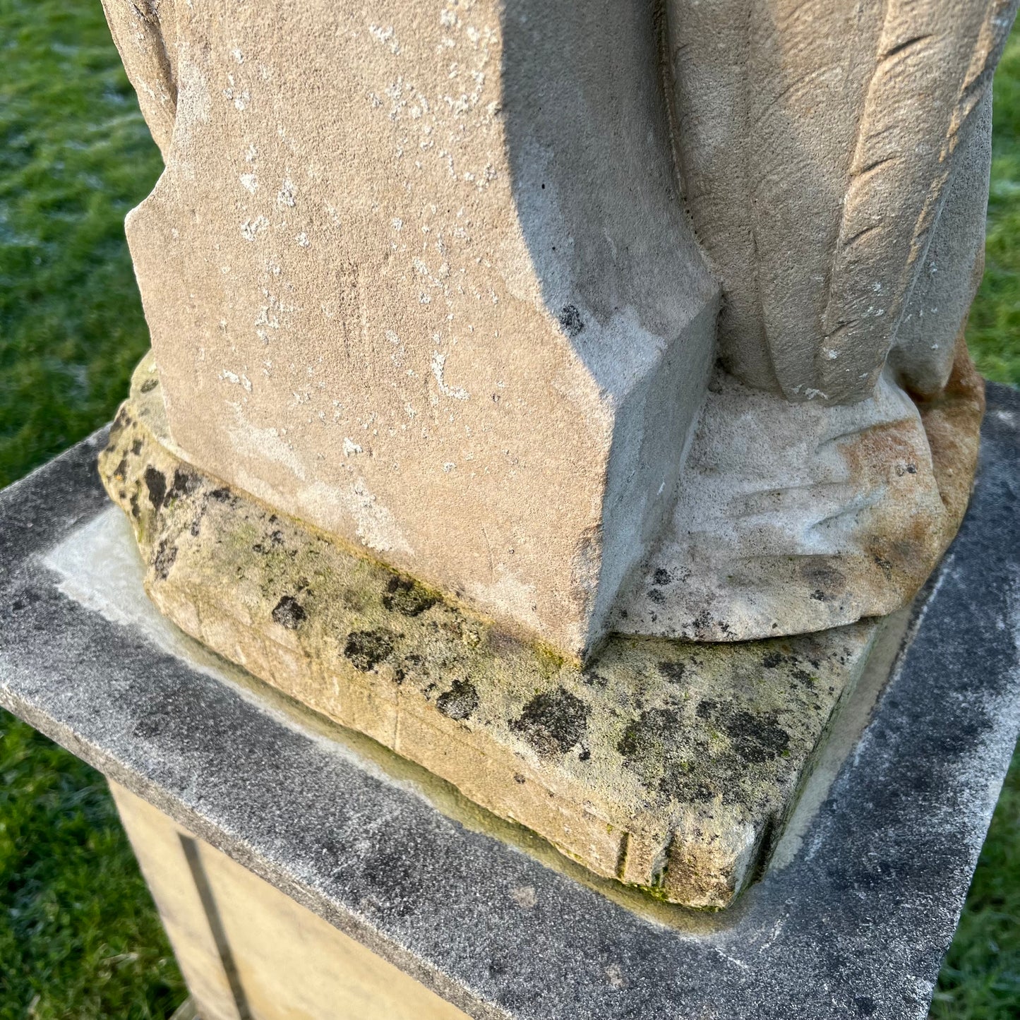 French Limestone Carved Angel Late 19th Century