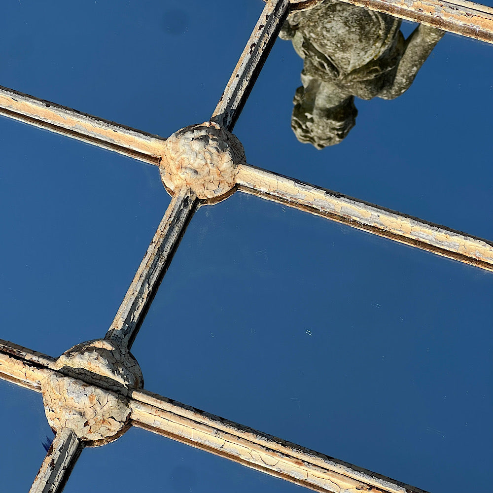 Cast Iron English Reclaimed Window Mirror c.1850