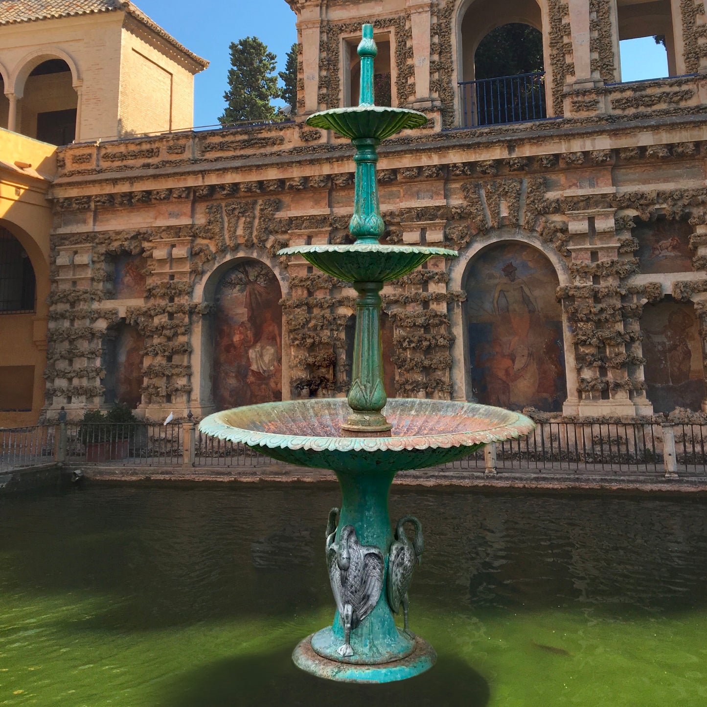 Three Tiered Cast Iron Swan Fountain