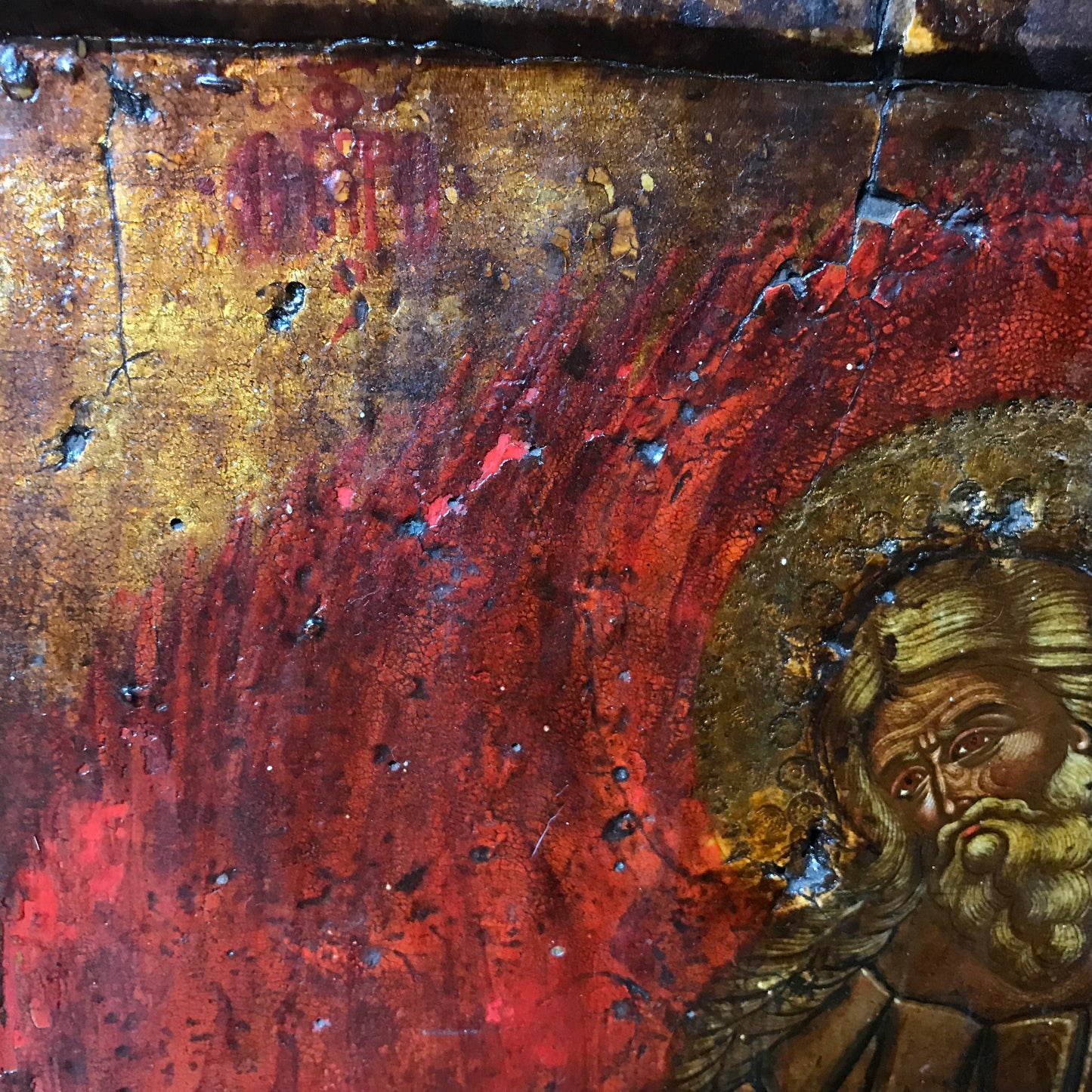 Icon Painting depicting the Fiery Ascent of the Prophet Elijah, Russian School 17th Century and later