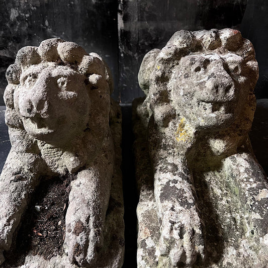 Pair of Medieval Recumbent Lions