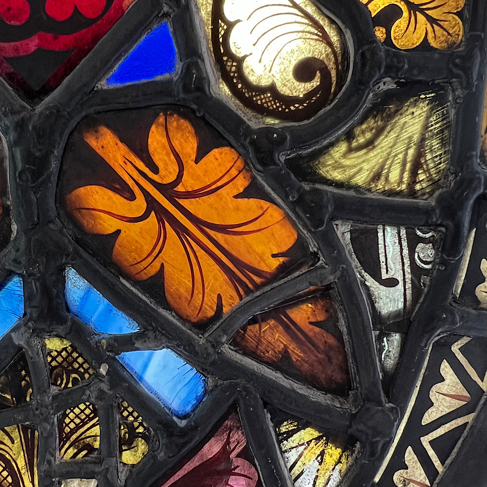 18th Century Medieval Stained Glass Window Roundel