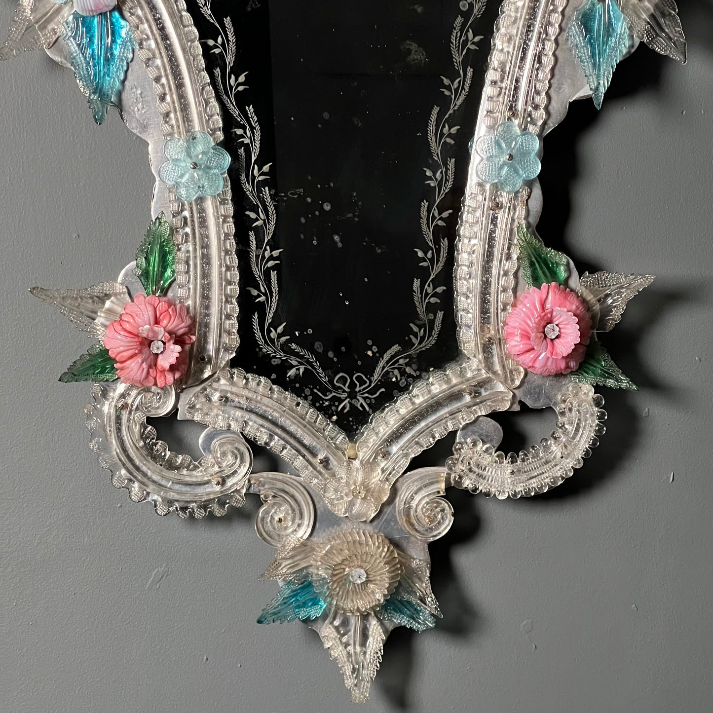 Pair of Italian Venetian Murano Glass Mirrors Early 20th Century