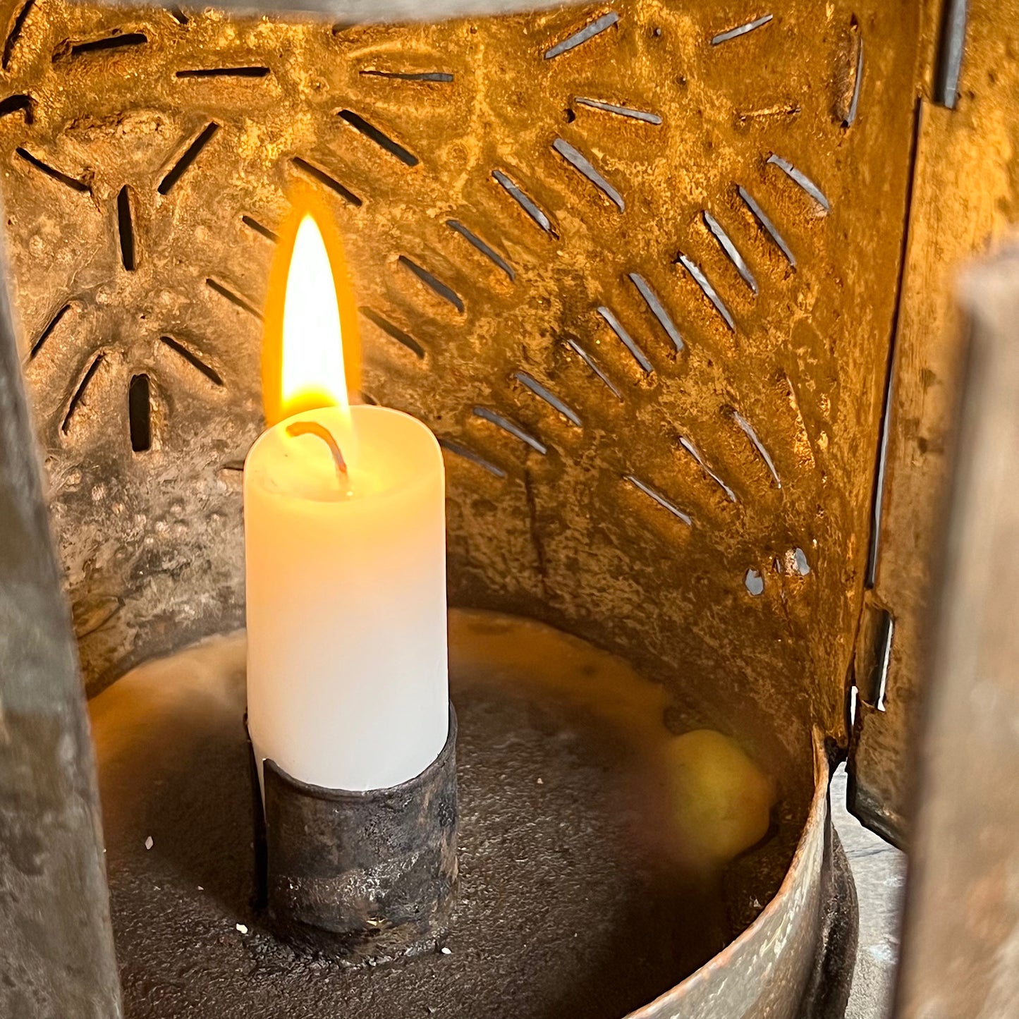 18th Century Iron Pendant Lantern Lg