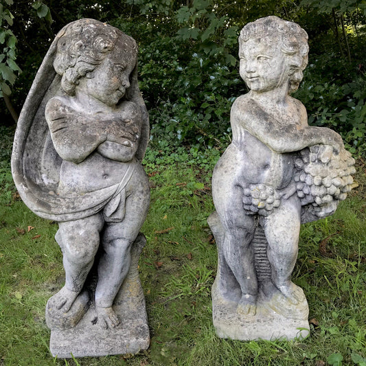 Autumn and Winter Seasons Putti Figures