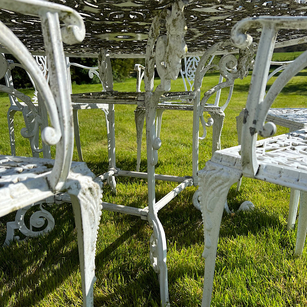 Victorian Round Garden Set with 6 Chairs in Aluminium, from Crowe Hall, Bath