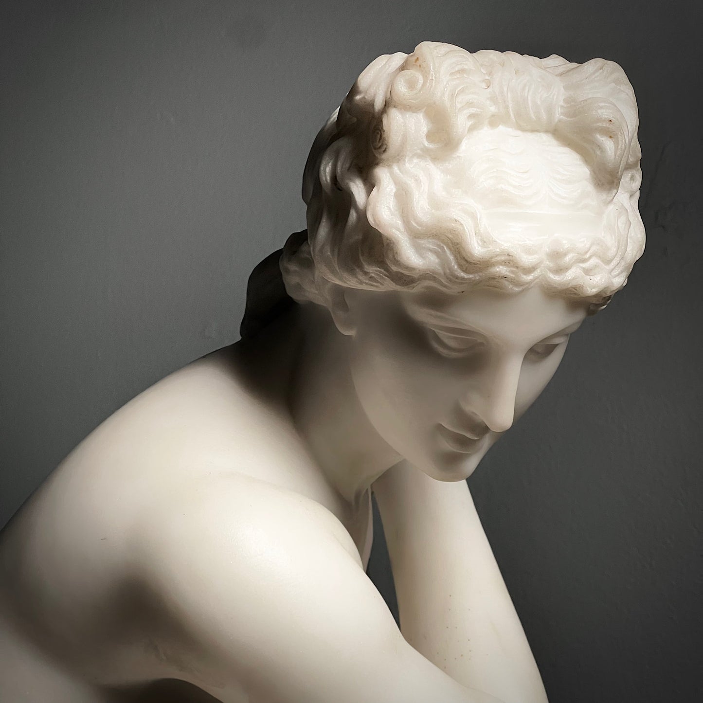 Italian Marble Statue of Crouching Venus 19th Century