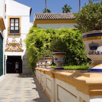 Three 19th Century Faience Spanish Campana Vases from the Real Alcázar de Sevilla (Royal Alcázar Palace of Seville)