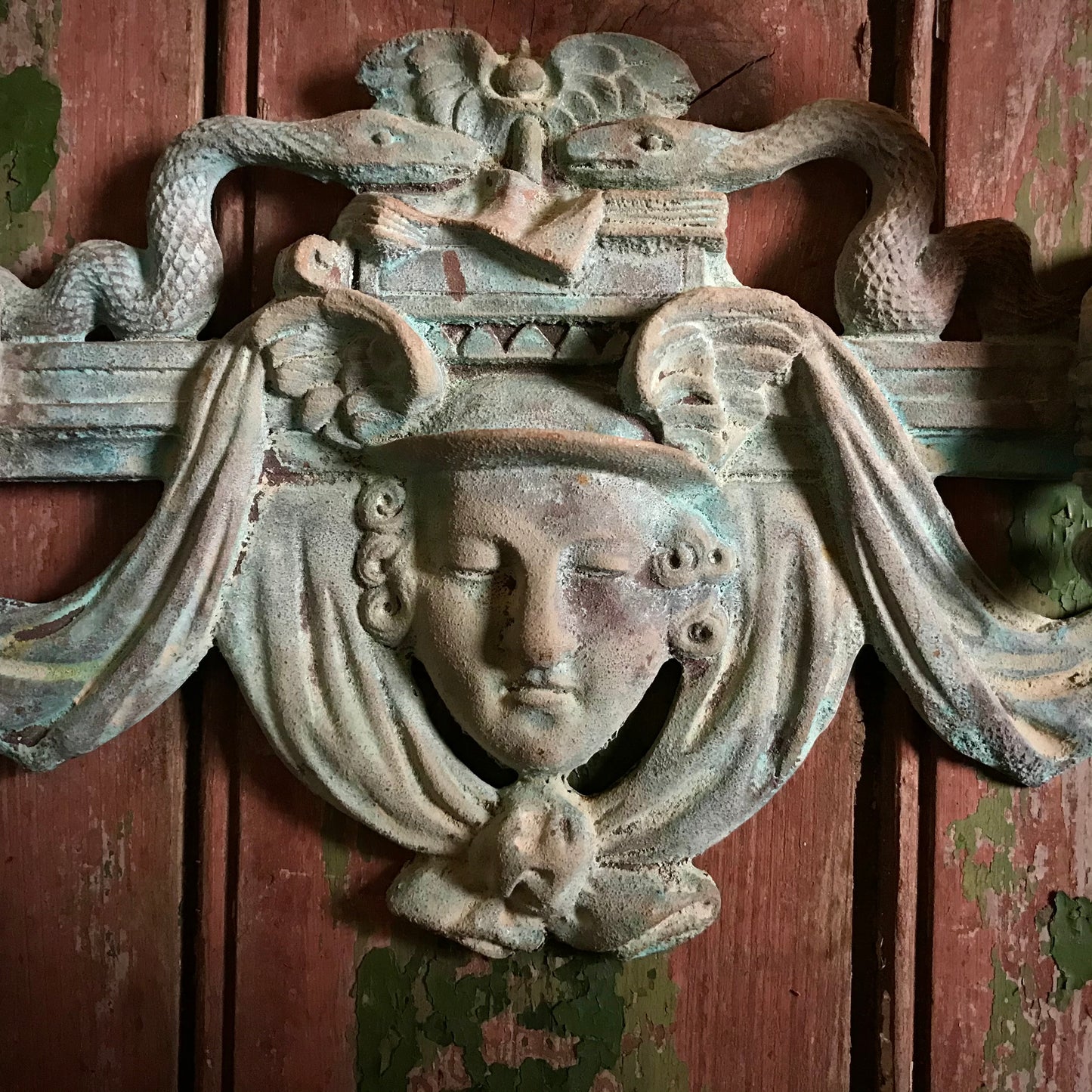 French Verdigris Bronze Mercury Wall Sconces