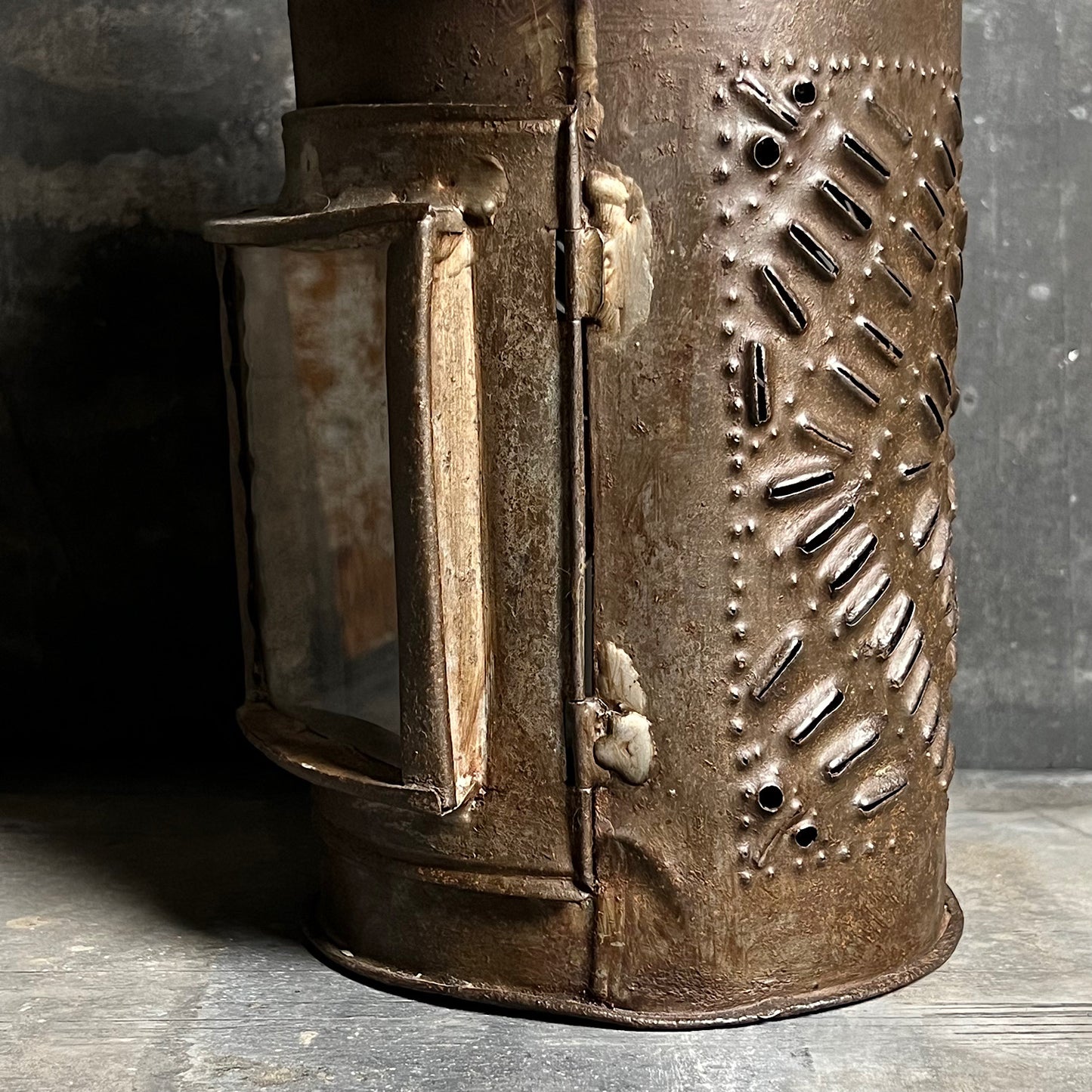 18th Century Iron Pendant Lantern Lg