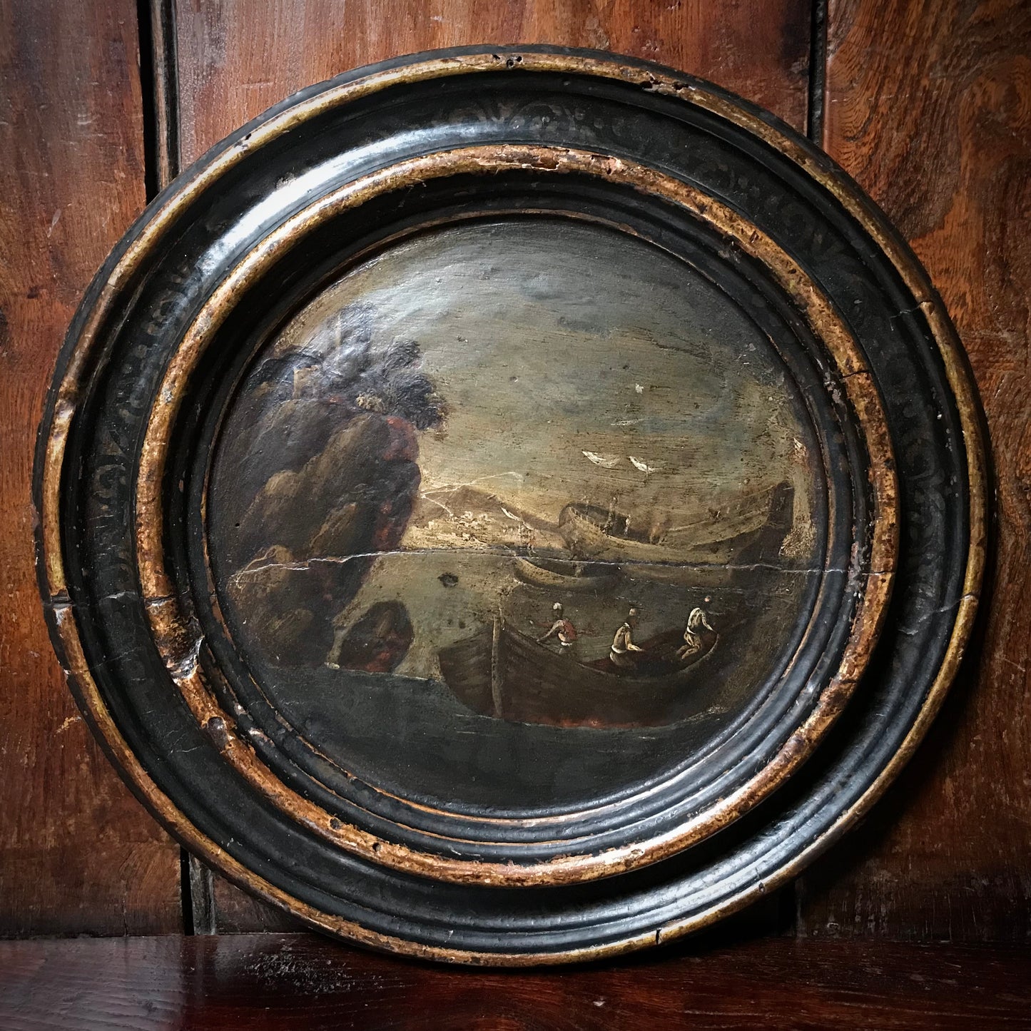 A Pair of Italian School Ebonised Tondos c.1740