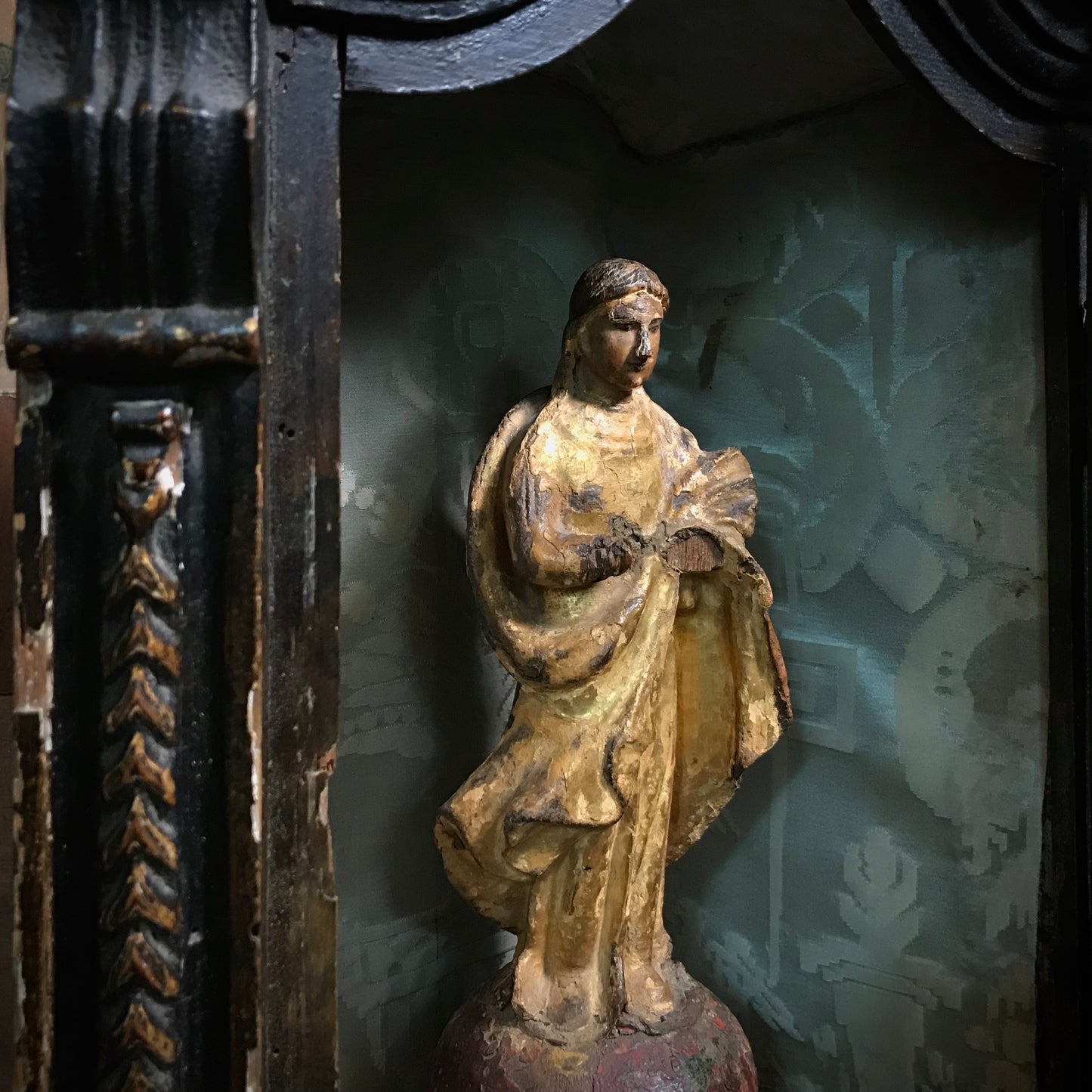 Italian Tabernacle c. 1750 with Early Virgin Mary Icon