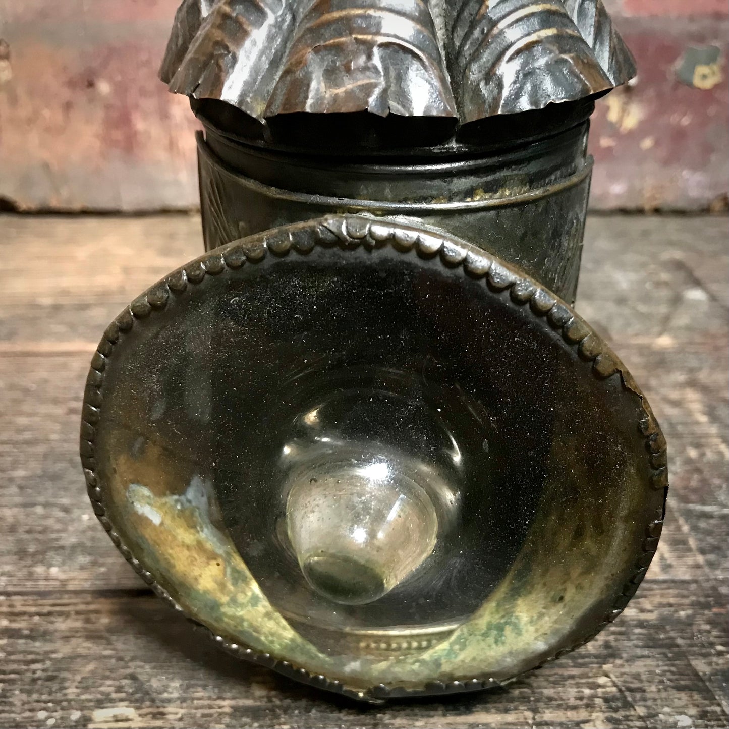 North European Repoussé Brass Candle Lantern c.1750