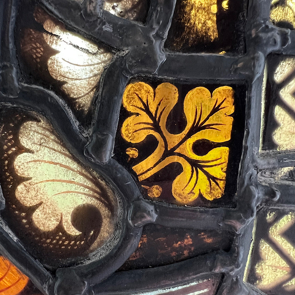 18th Century Medieval Stained Glass Window Roundel