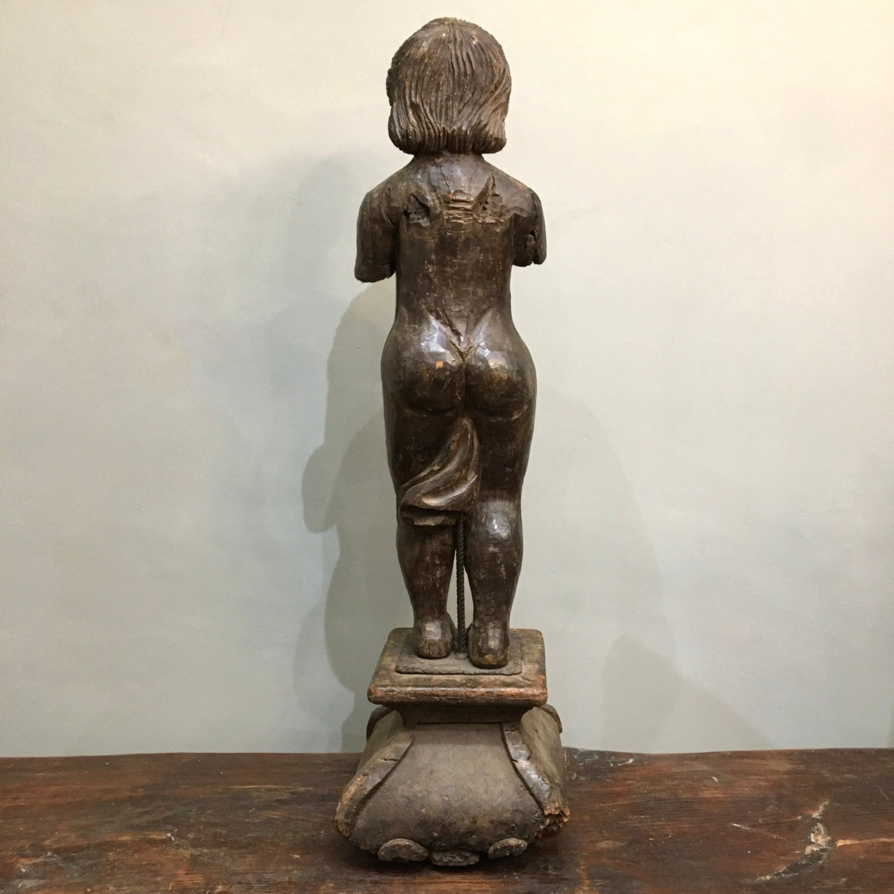 Large Wooden Putto Figure c.1750