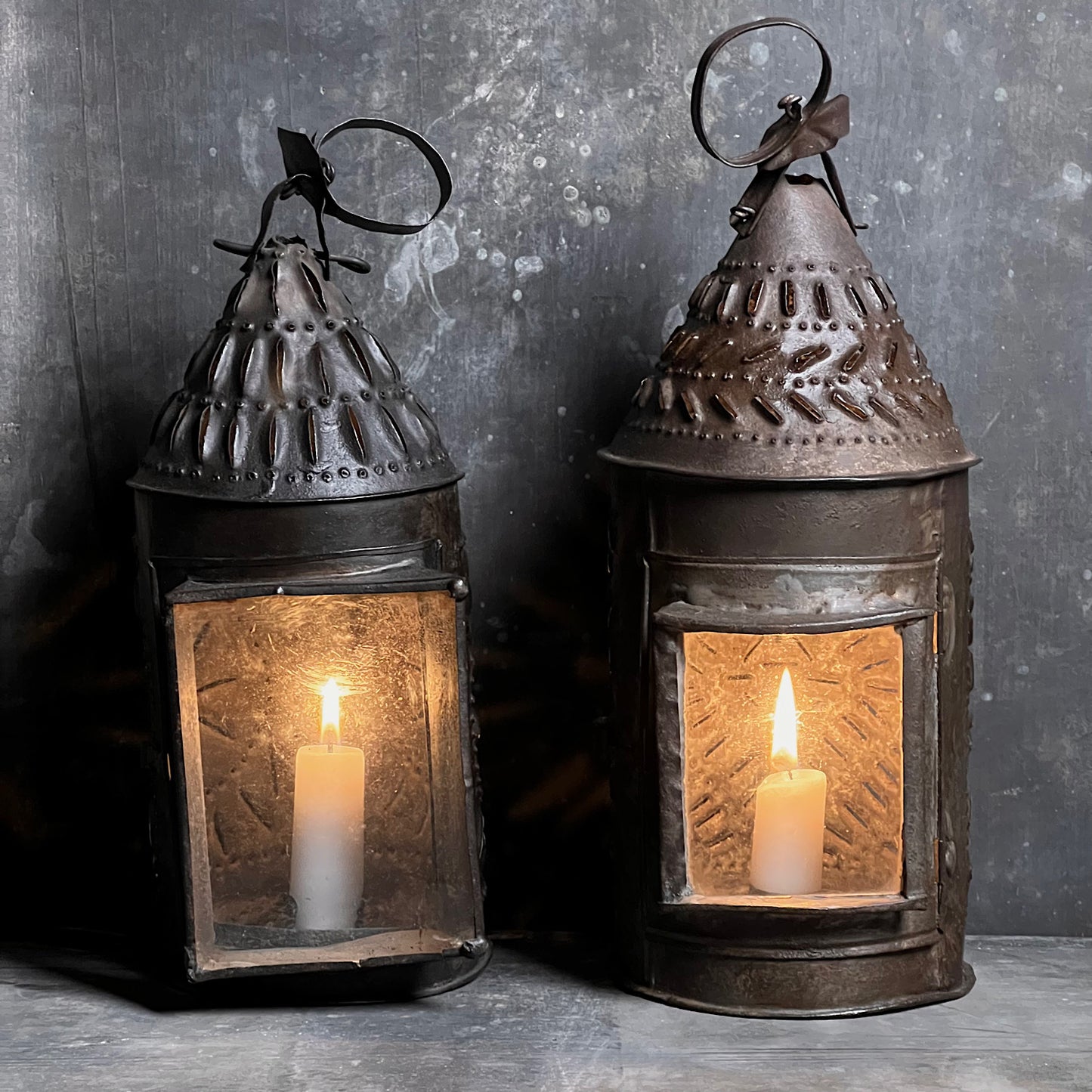 18th Century Iron Pendant Lantern Lg
