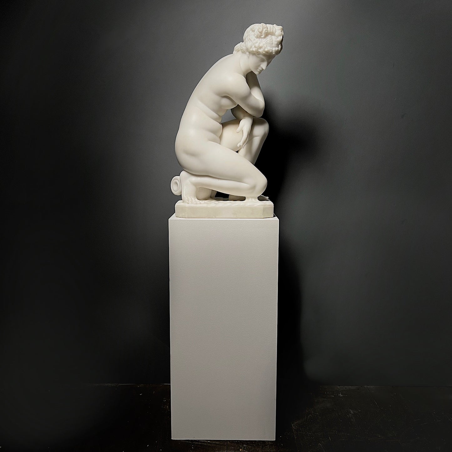 Italian Marble Statue of Crouching Venus 19th Century