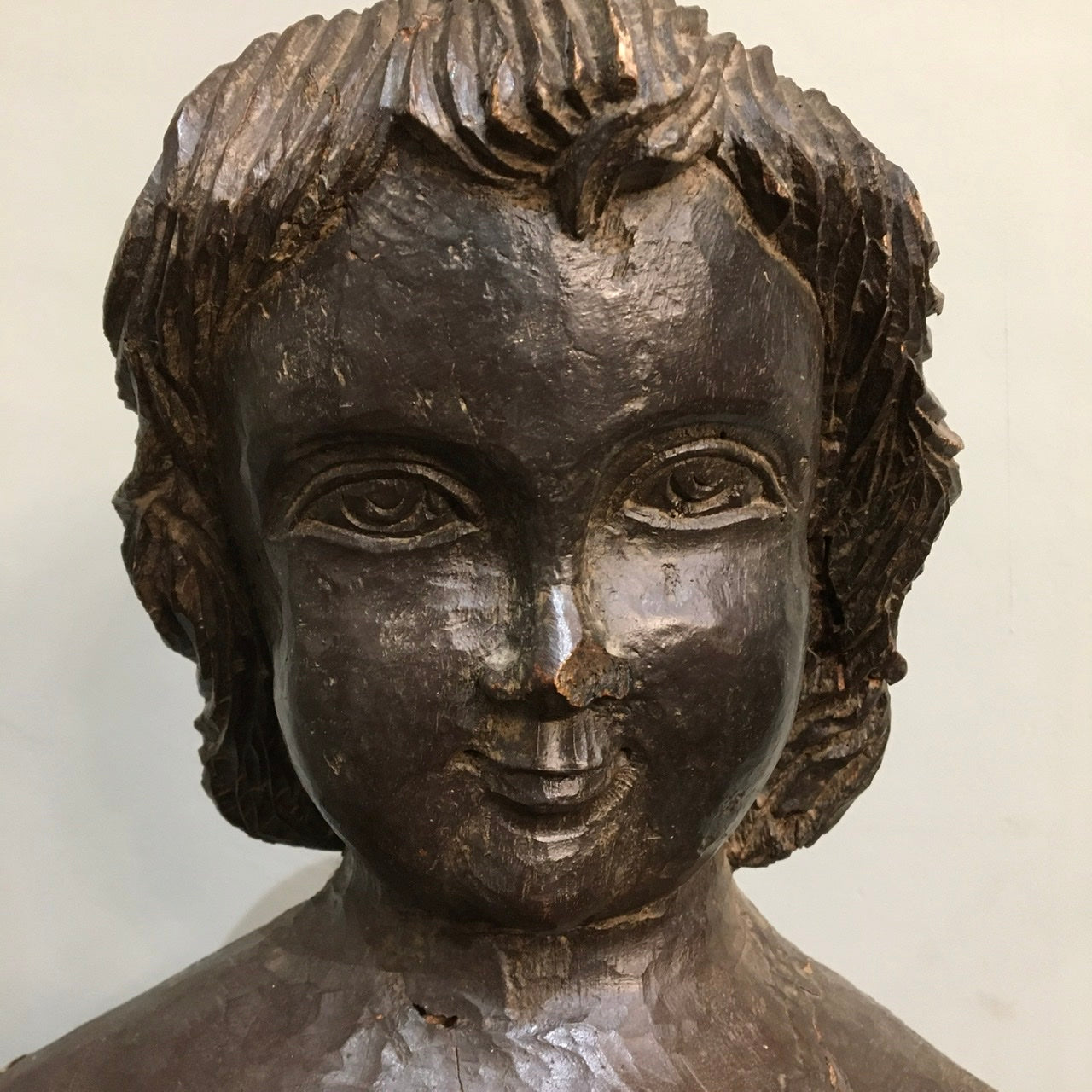 Large Wooden Putto Figure c.1750