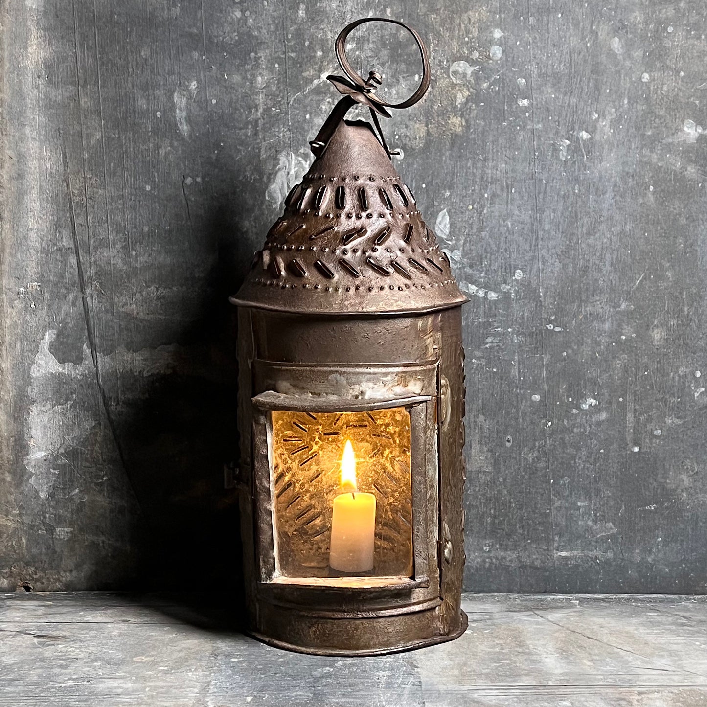 18th Century Iron Pendant Lantern Lg