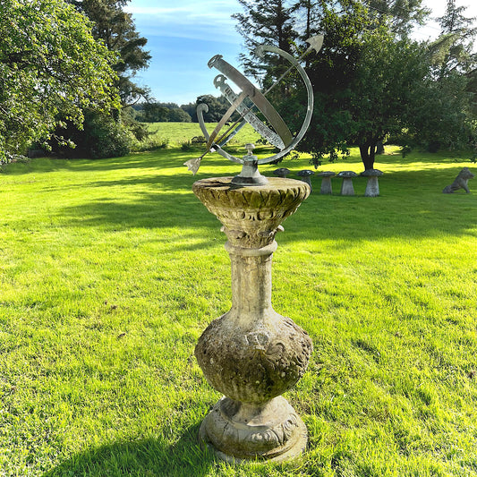Armillary Sphere on Baluster Form Classical Pedestal
