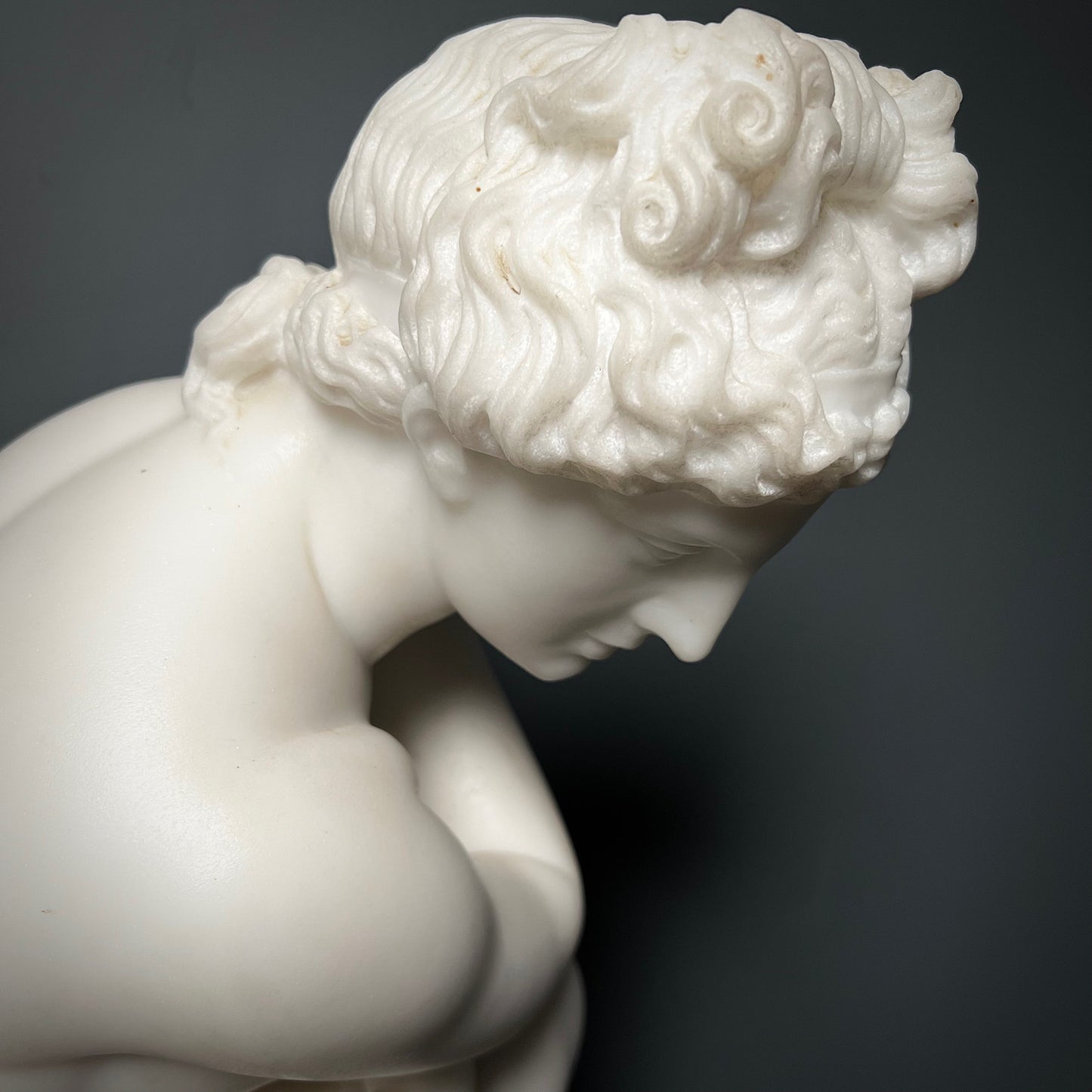 Italian Marble Statue of Crouching Venus 19th Century