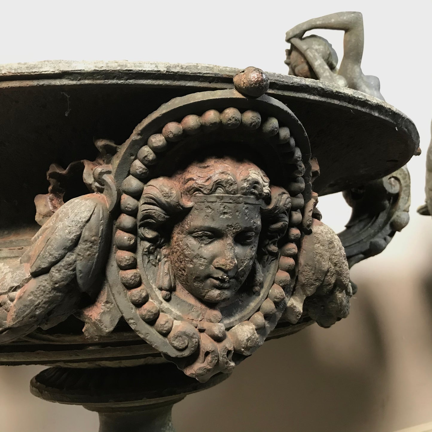 Pair of Grand Scale Cast Iron Urns