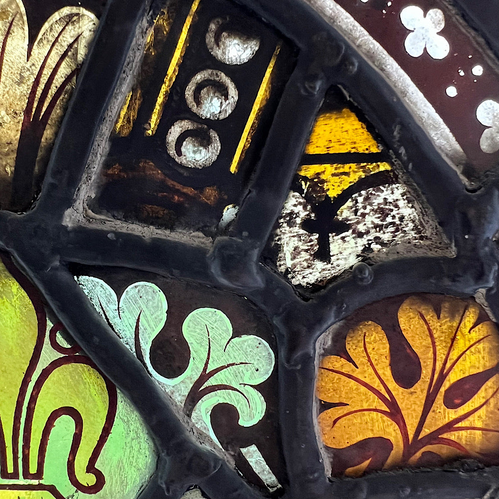 18th Century Medieval Stained Glass Window Roundel