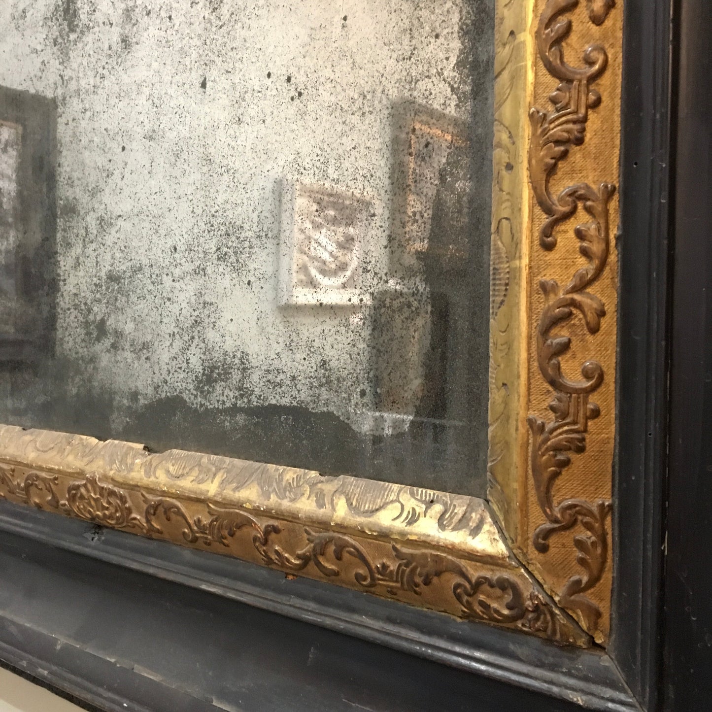 Ebonised Early English Mirror c.1690