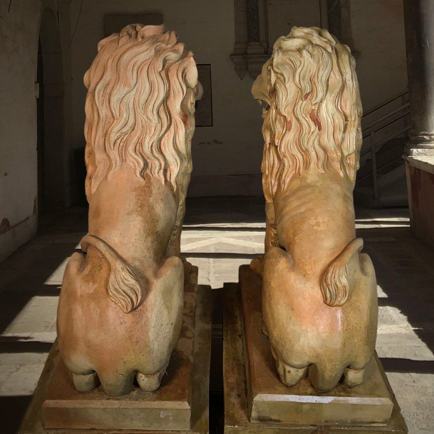 French Terracotta Lion Sculptures by Mandeville-Combeleran 1880-1905