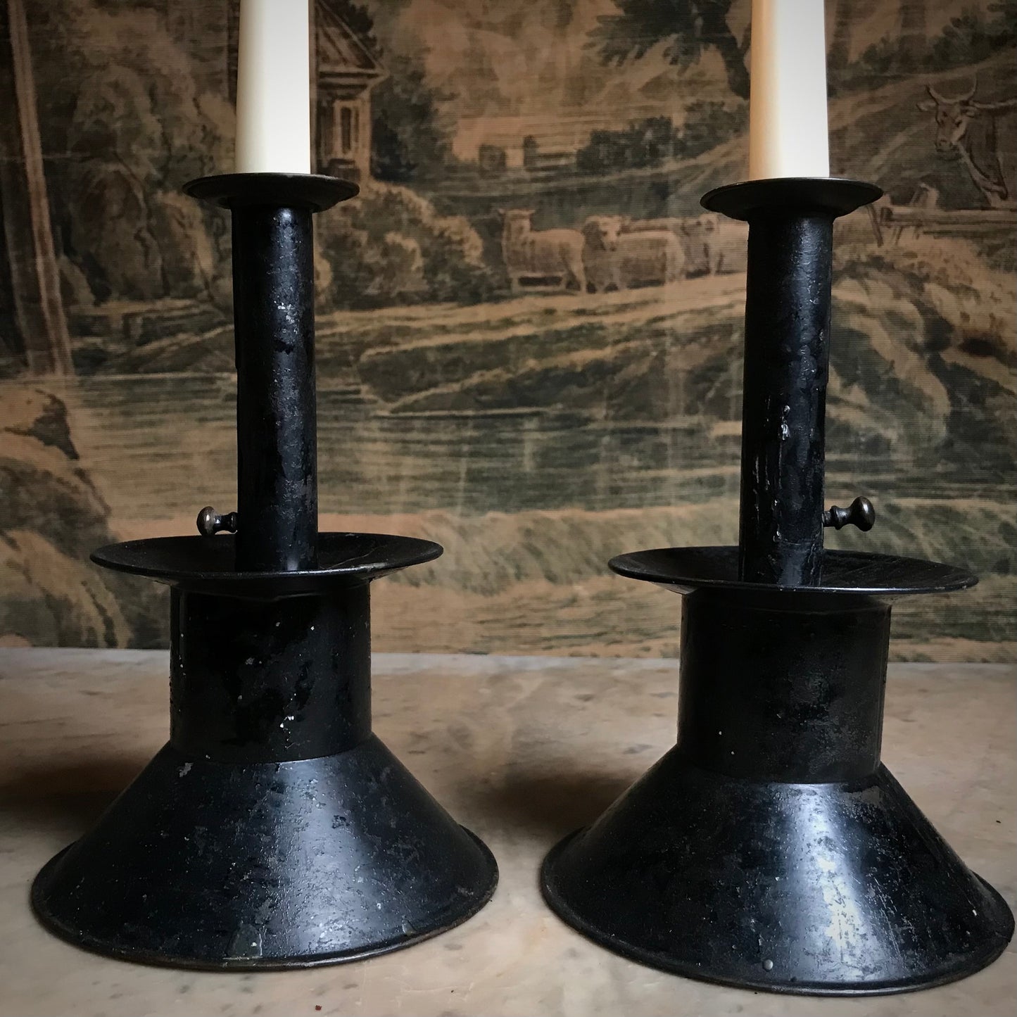 Rare Pair of Toleware Candlesticks c.1820