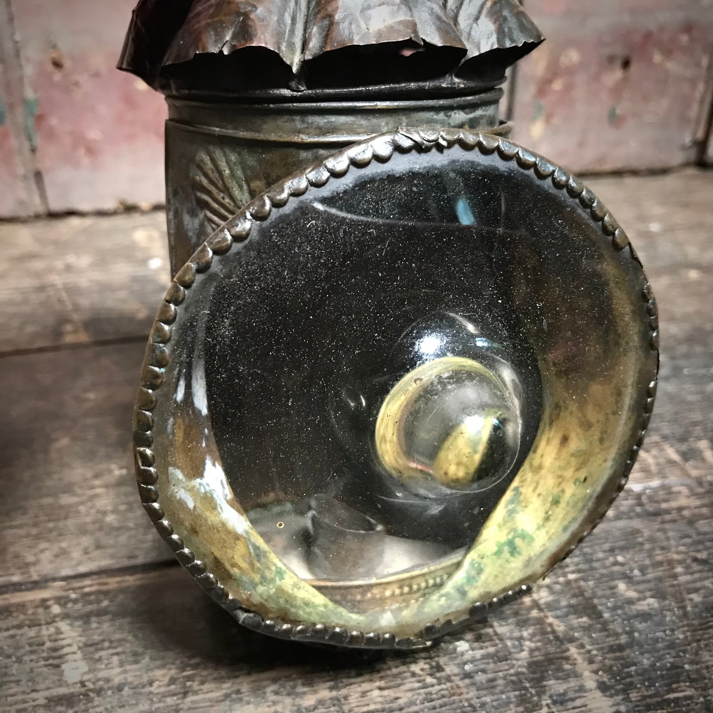 North European Repoussé Brass Candle Lantern c.1750