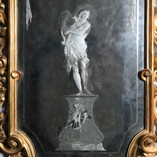Venetian Murano Glass Engraved Mirror depicting Apollo c.1790