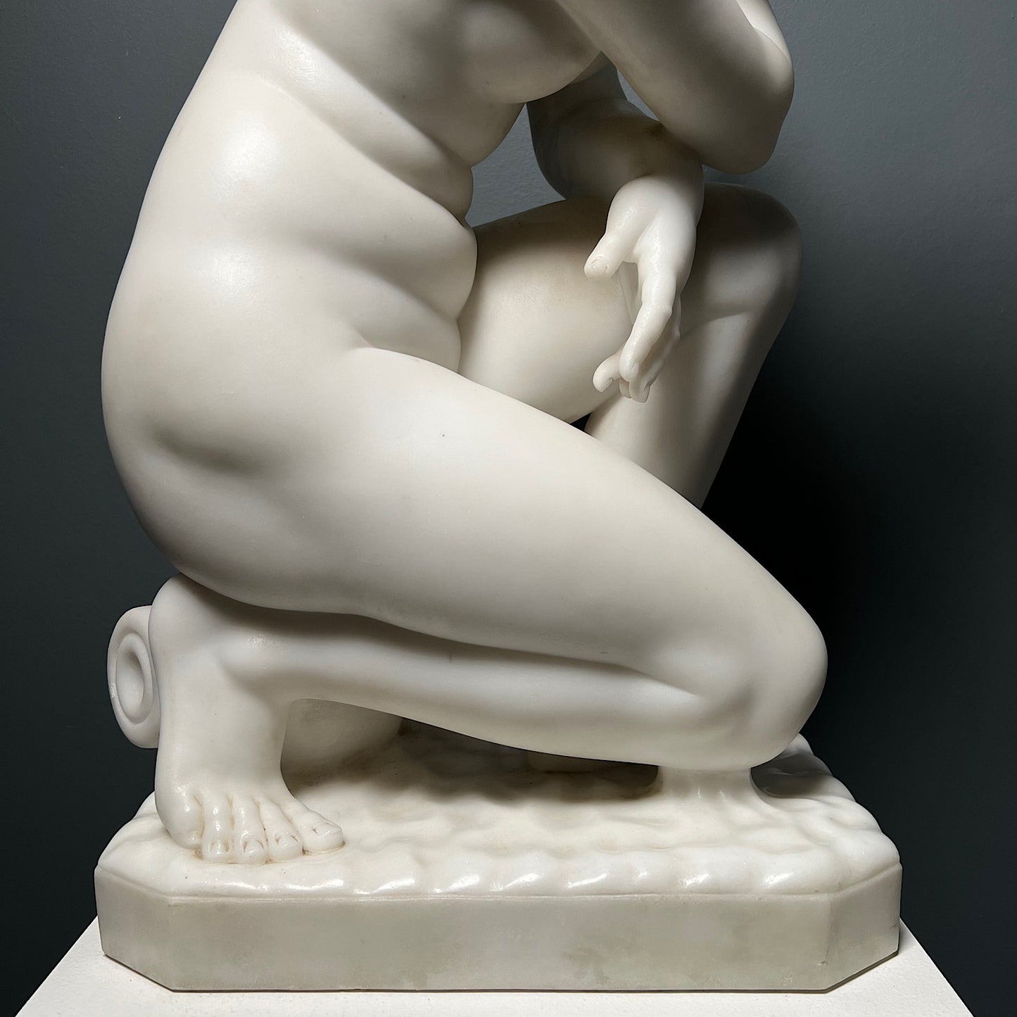 Italian Marble Statue of Crouching Venus 19th Century