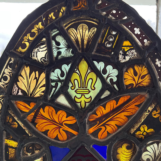 18th Century Medieval Stained Glass Window Roundel