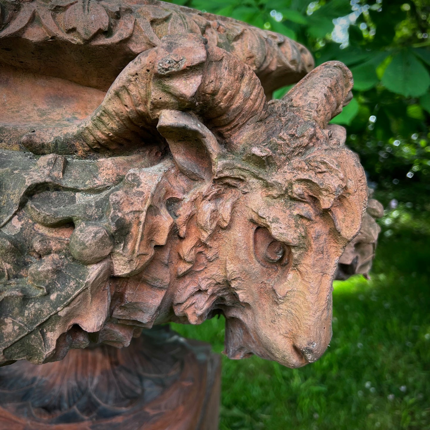 An Italian Neoclassical Style Terracotta Centrepiece Urn with Plinth