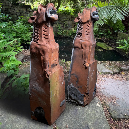 English Architectural Terracotta Gothic Revival Gargoyles c.1870