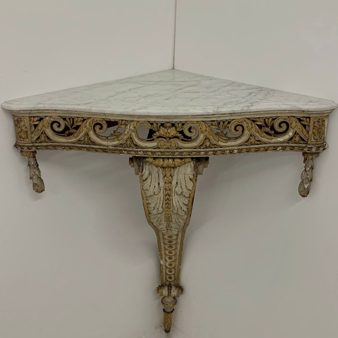 19th Century French Carved Corner Console