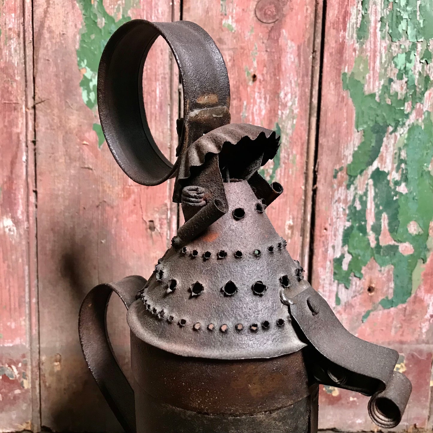An 18th Century Pierced Sheet Iron Pendant “Tumbler” Lantern