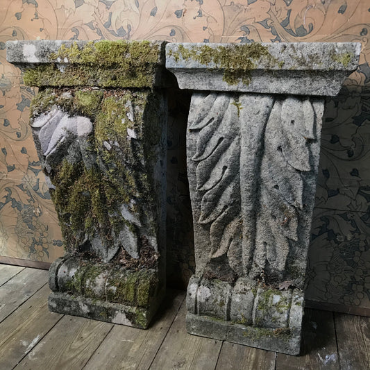 Sandstone Acanthus Leaf Pair of Corbels