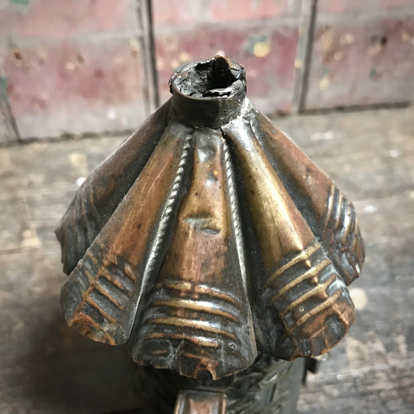 North European Repoussé Brass Candle Lantern c.1750