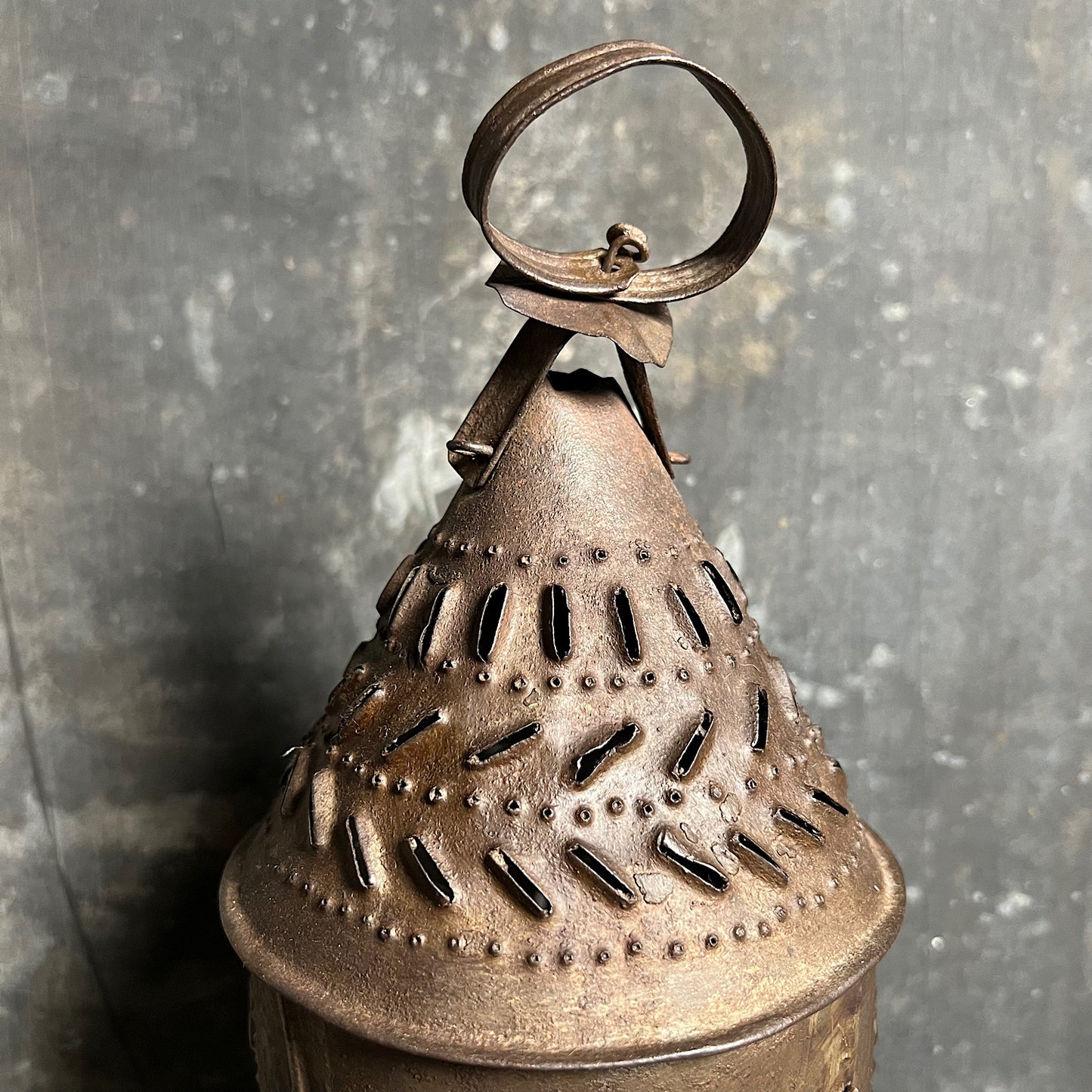 18th Century Iron Pendant Lantern Lg