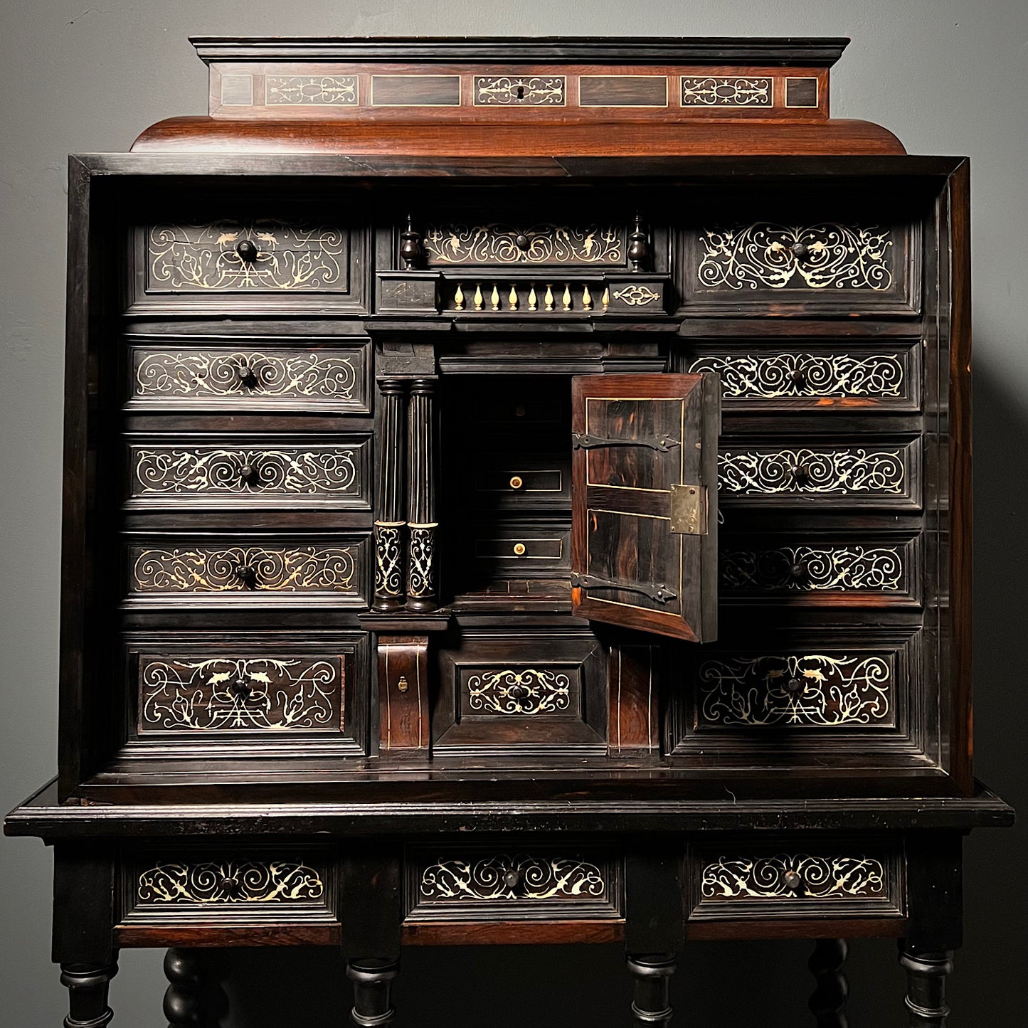 Italian Ebonised and Ivory Inlaid Cabinet on Stand c.1680