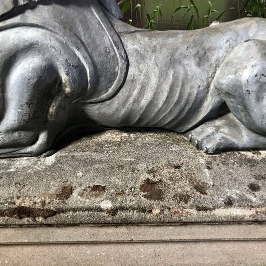 Lead Sphinx and Plinth Early 20th Century