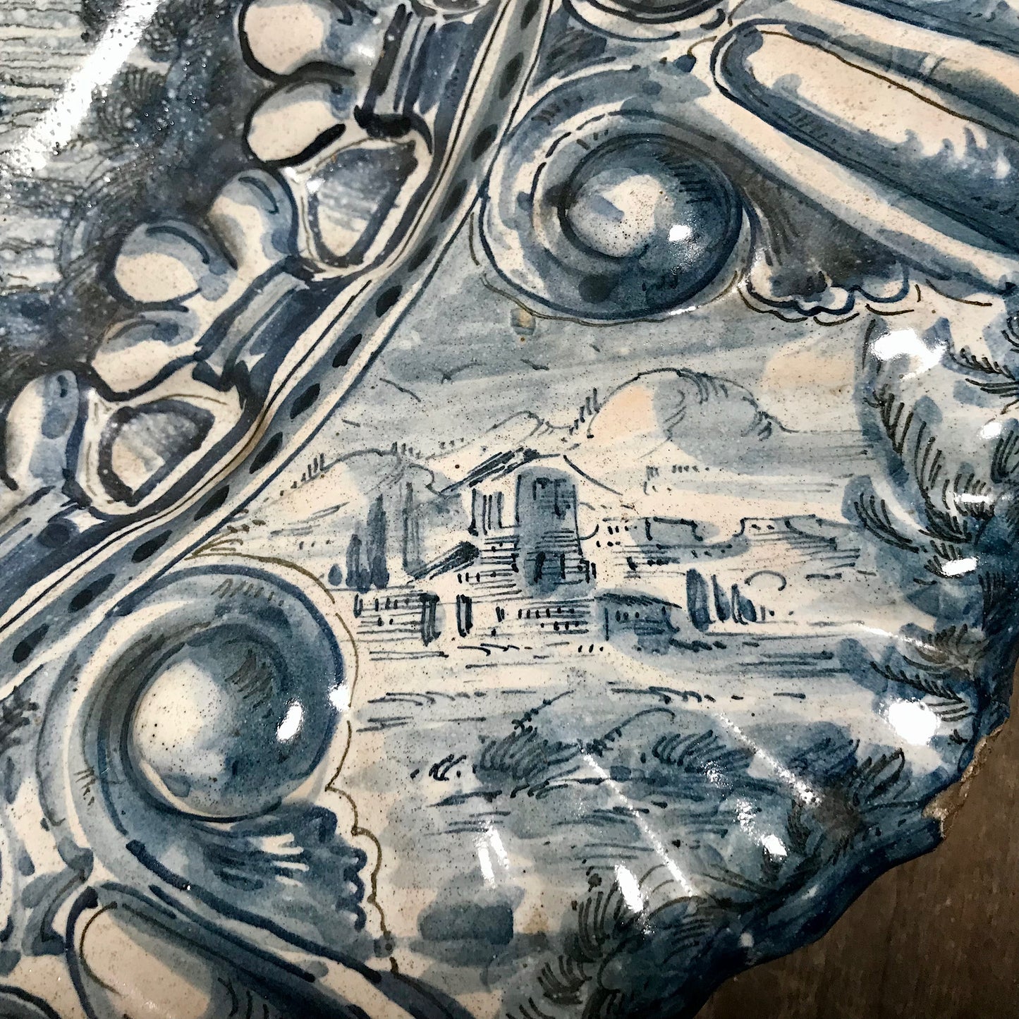 Rare Huge Savona Liguria Maiolica Charger attributed to Giovanni Antonio Guidobono c.1660-1680.