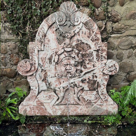 Italian Marble Wall Fountain Head Frieze Early 20th Century