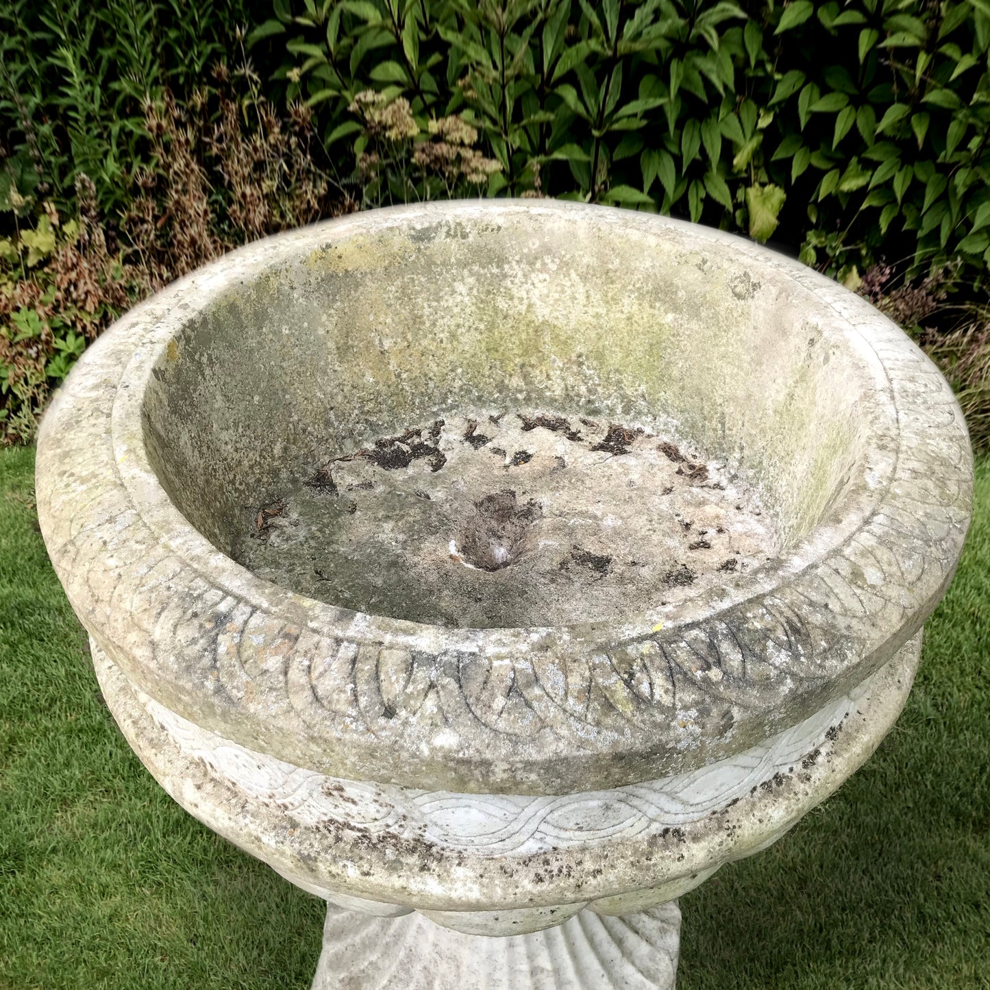 Pair of Carved White Marble Urns