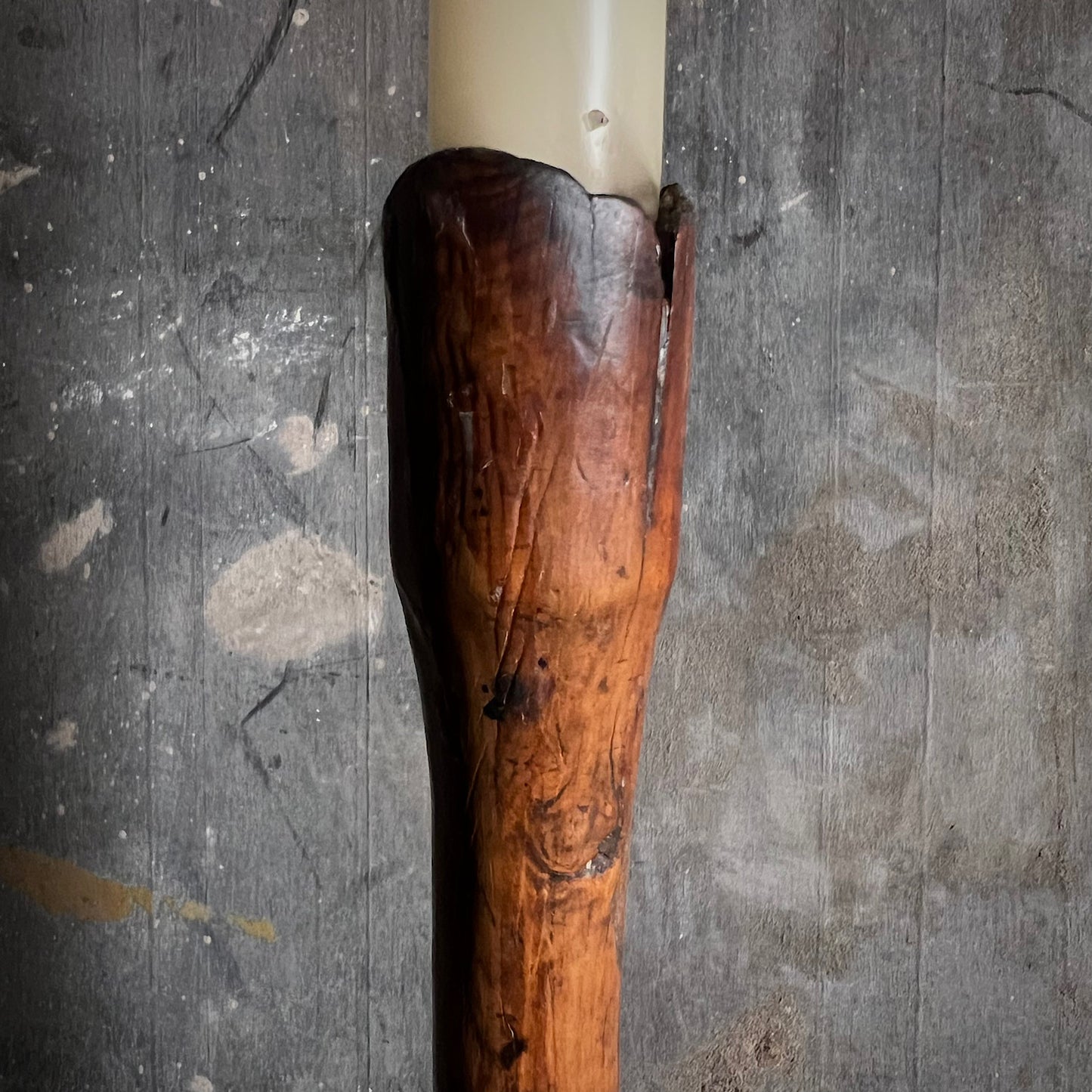 Primitive Yew Wood Candlestick c.1700