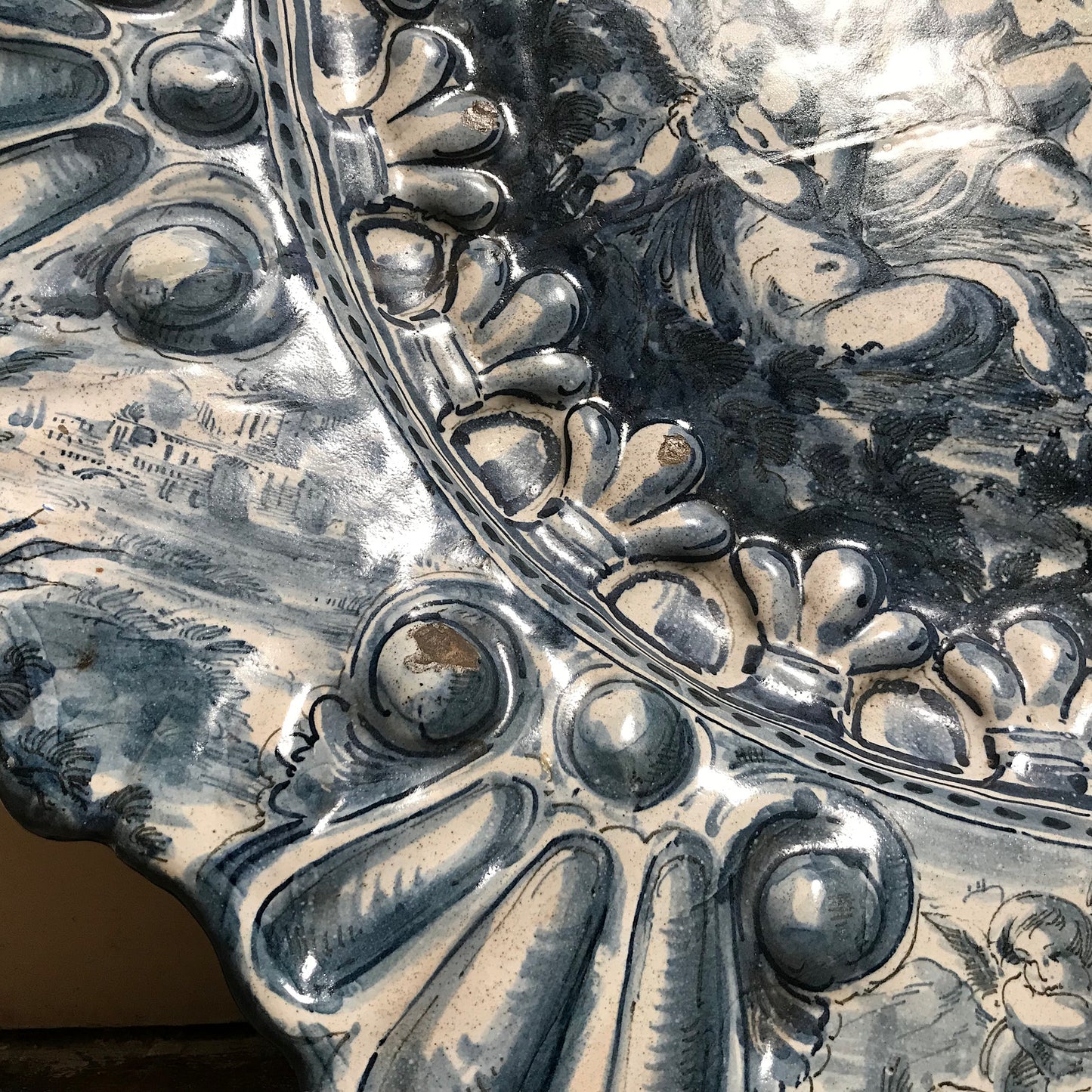Rare Huge Savona Liguria Maiolica Charger attributed to Giovanni Antonio Guidobono c.1660-1680.