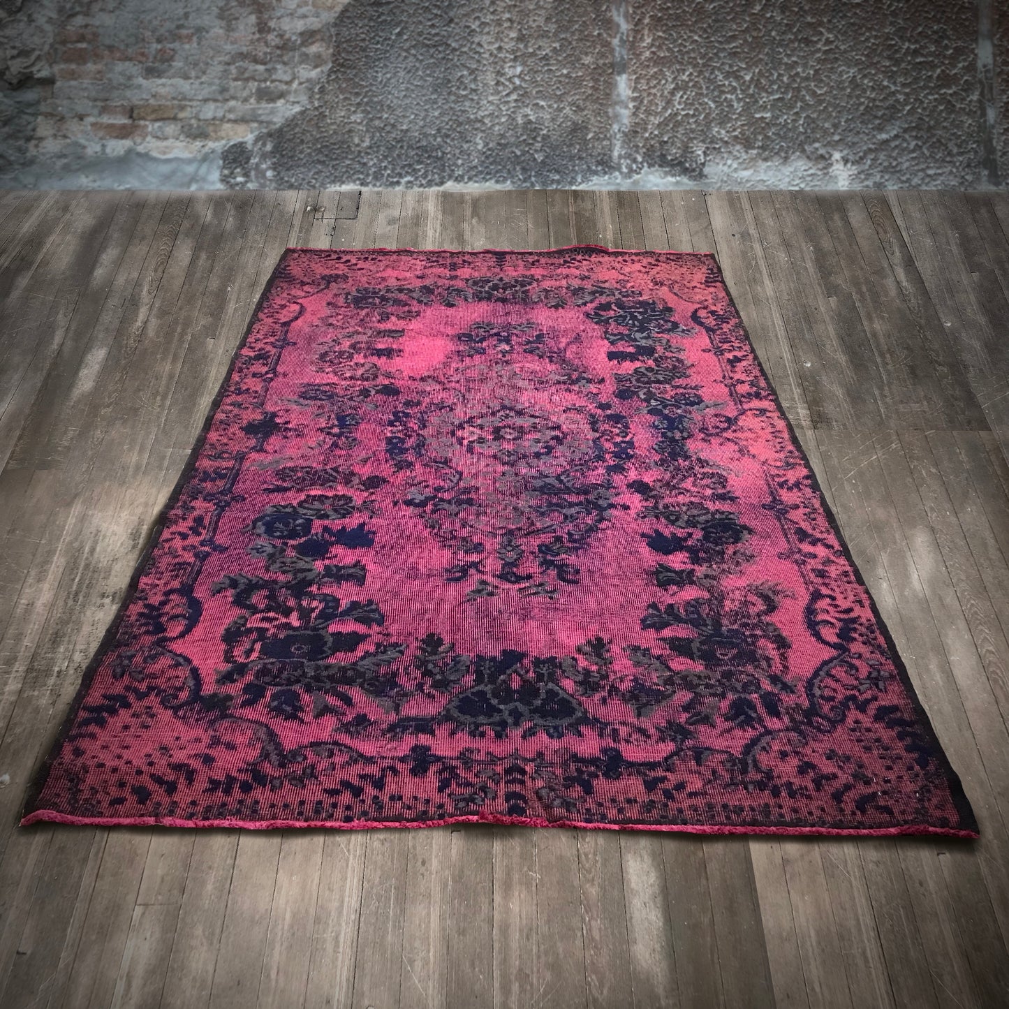 Antique Artisan Re-Worked Turkish Carpet Fuchsia