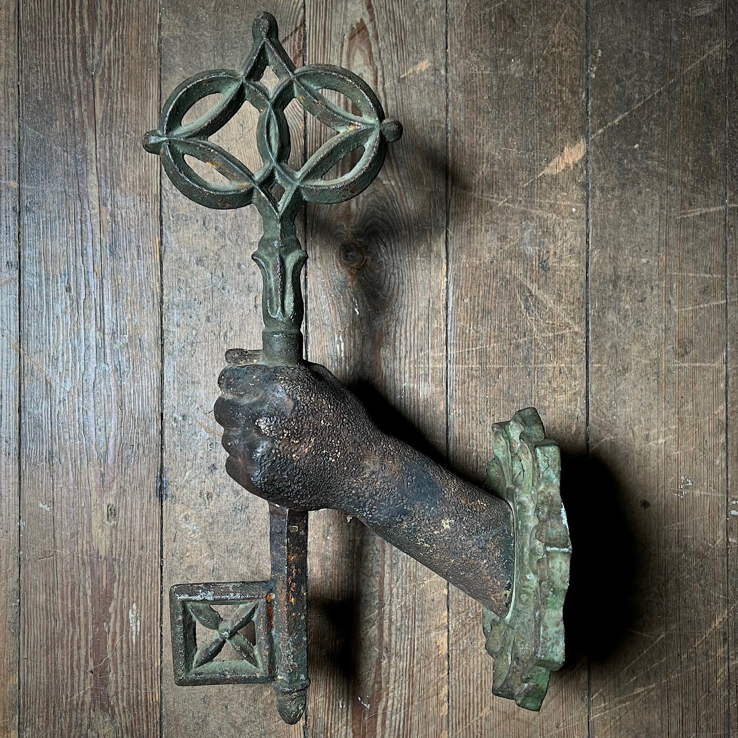 Italian Cast Iron St Peter’s Key Door Knob 19th Century